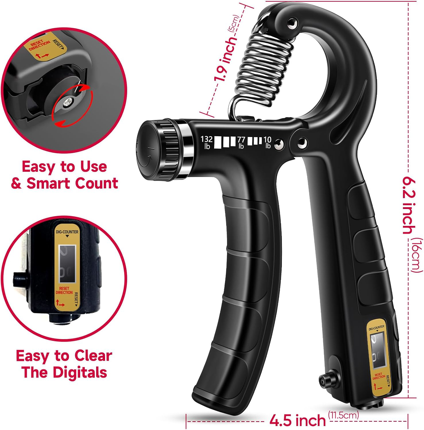 FitBeast Hand Grip Strengthener Workout Kit 5 Pack, 2 Forearm Grip Adjustable &