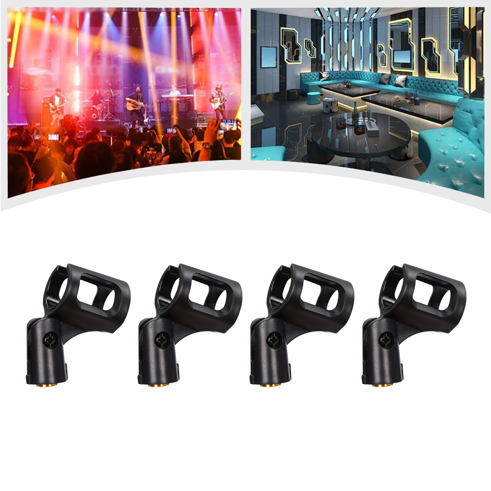 4 Pcs Universal 180° Microphone Clips Clamp Holder For Wired/ Wireless Mic Stand