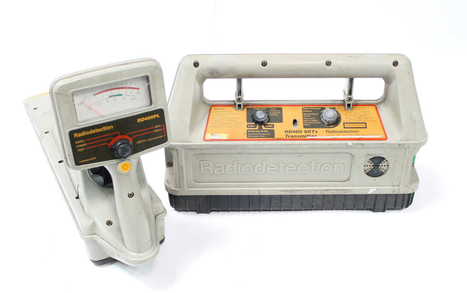 Radiodetection RD400PL with RD400 SDTx Transmitter Buried Pipe & Cable Locator