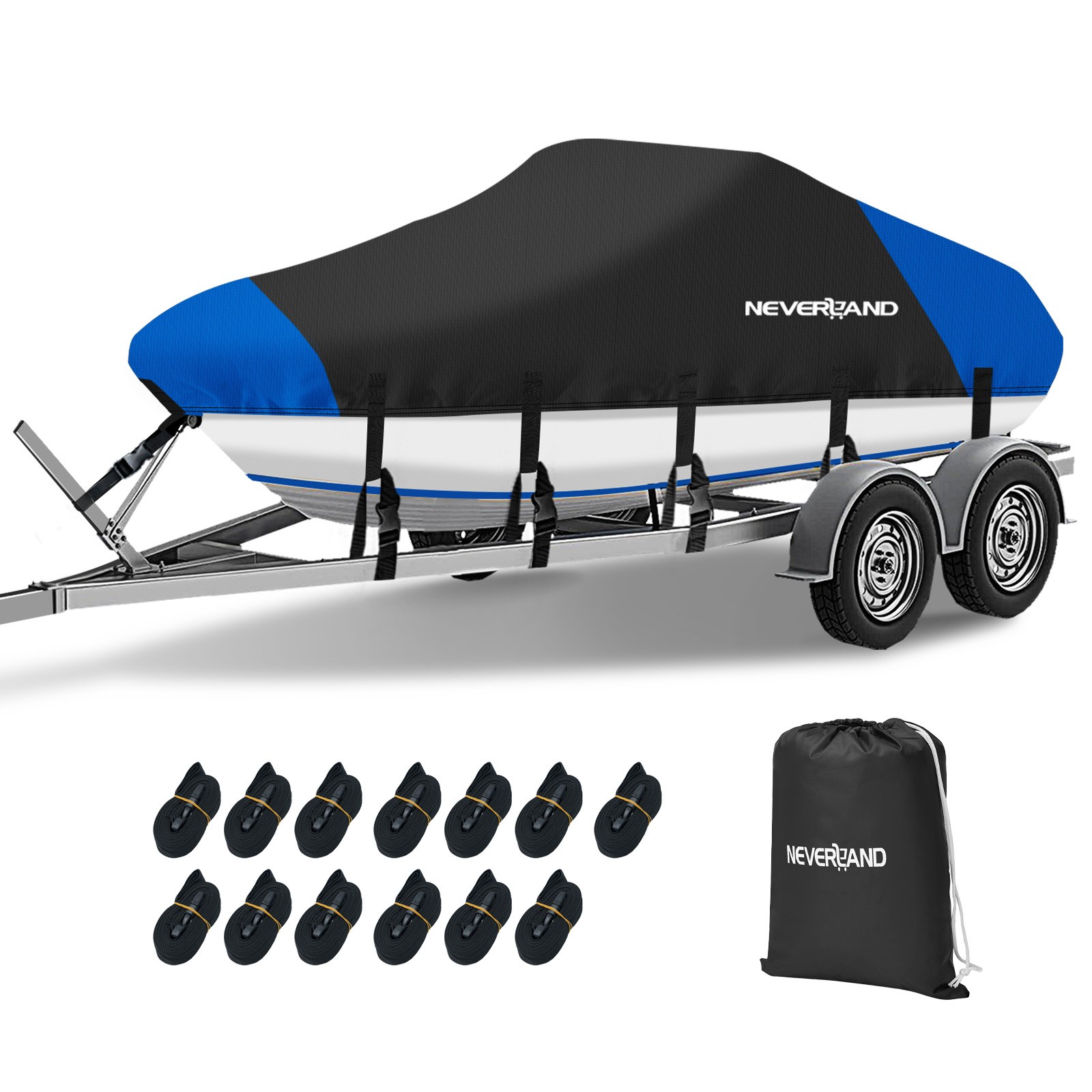 17ft 18ft 19ft Trailerable Waterproof Boat Cover 210D V-Hull Fit up to 102" Beam