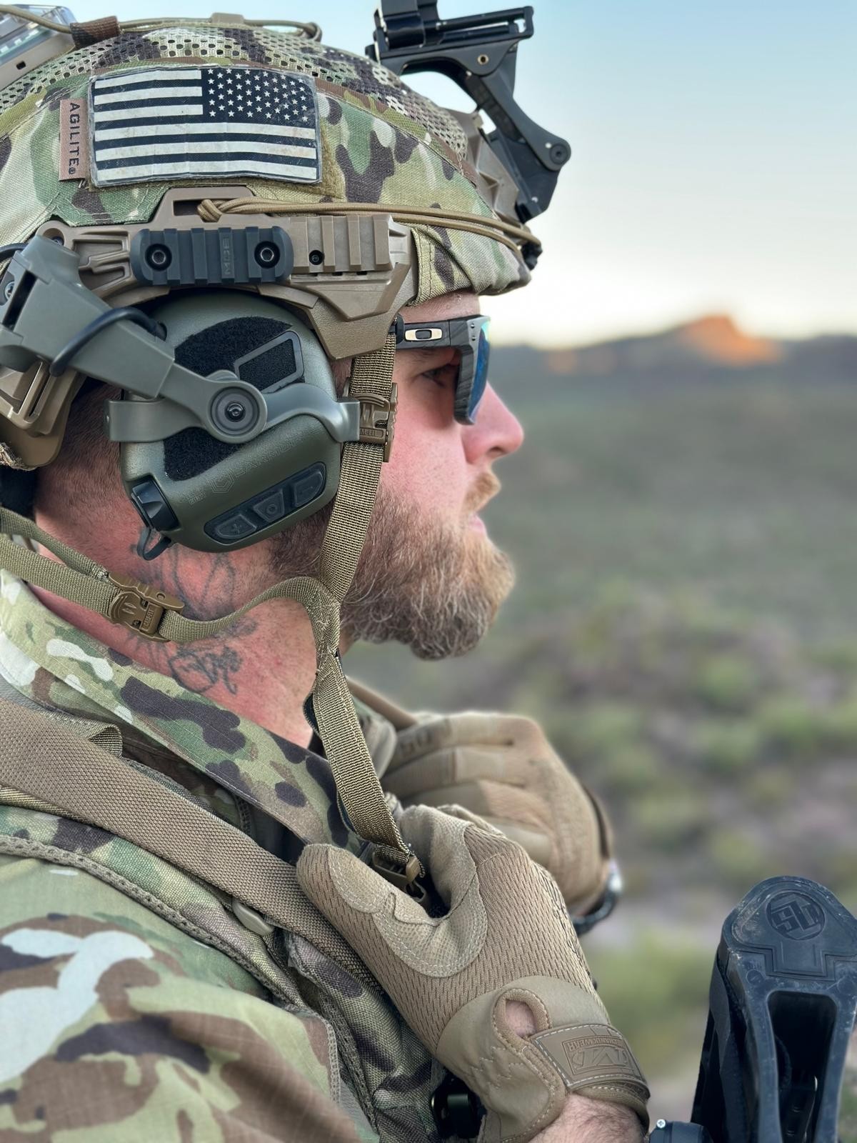 EARMOR M32X Plus Tactical Headset With Mic & ARC Rail Helmet Adapters, Green