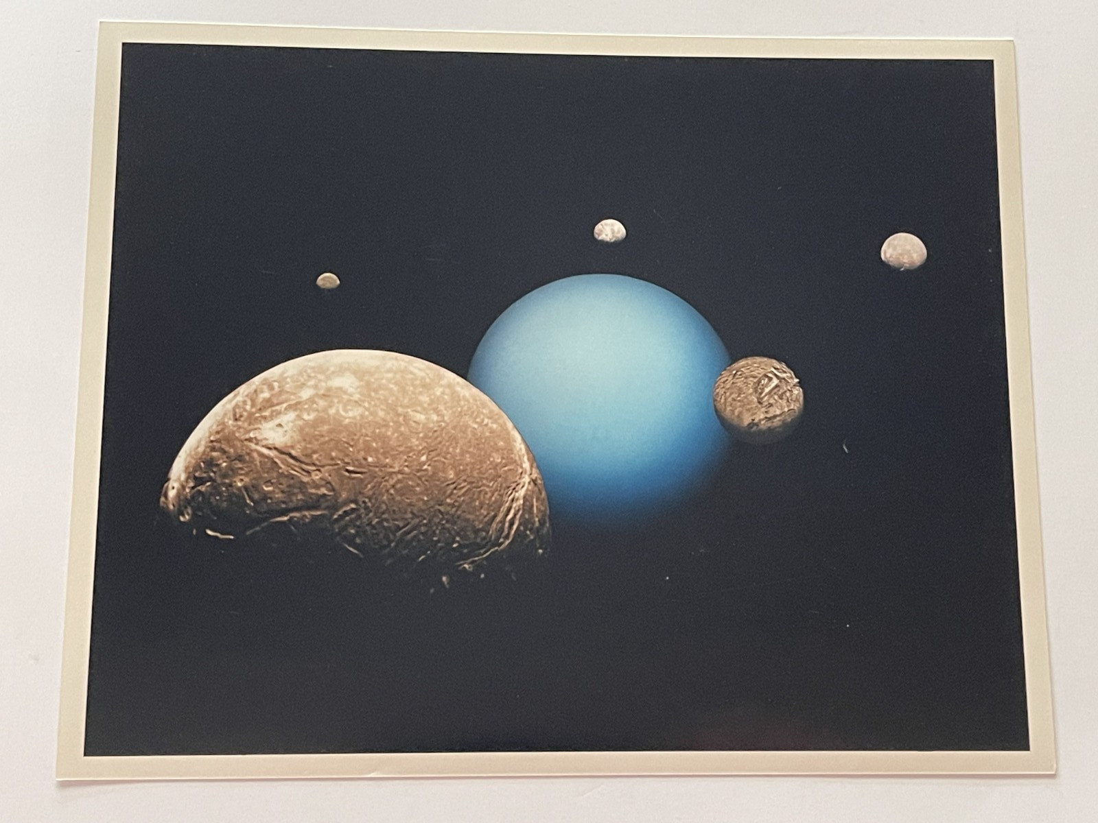 VINTAGE SPACE NASA PHOTO URANUS MOONS  VOYAGER  JPL KODAK PAPER