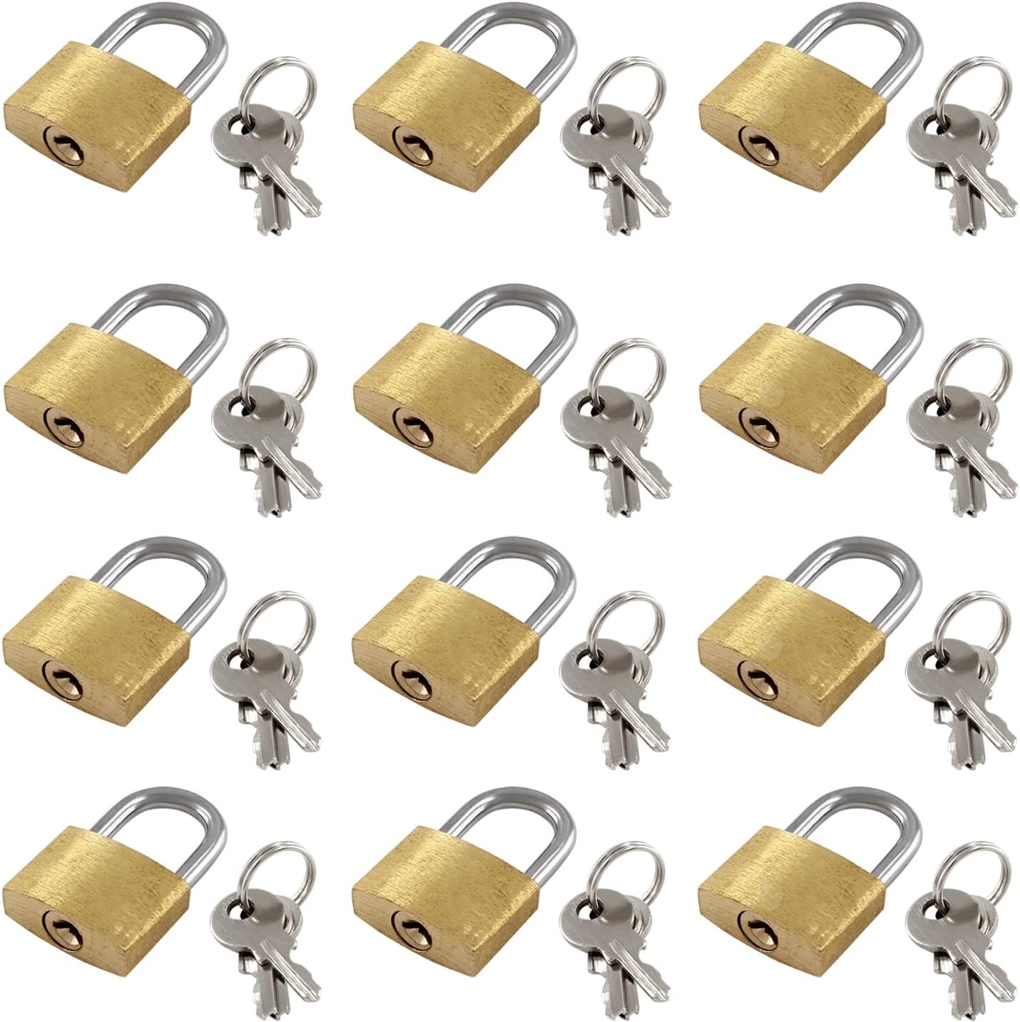 Litoexpe 12 Pieces Mini Locks with Keys, Small Solid Brass Padlock Suitcase Lock