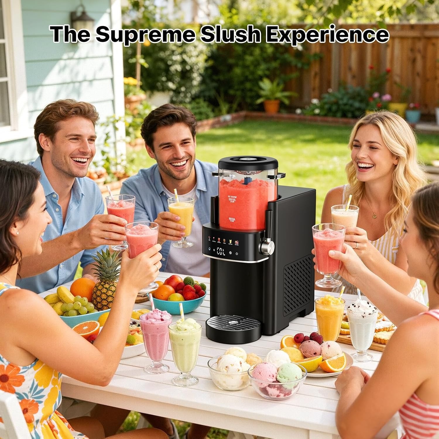 Touchpad Slushie Maker, Adjustable Temp, Easy Clean, Black