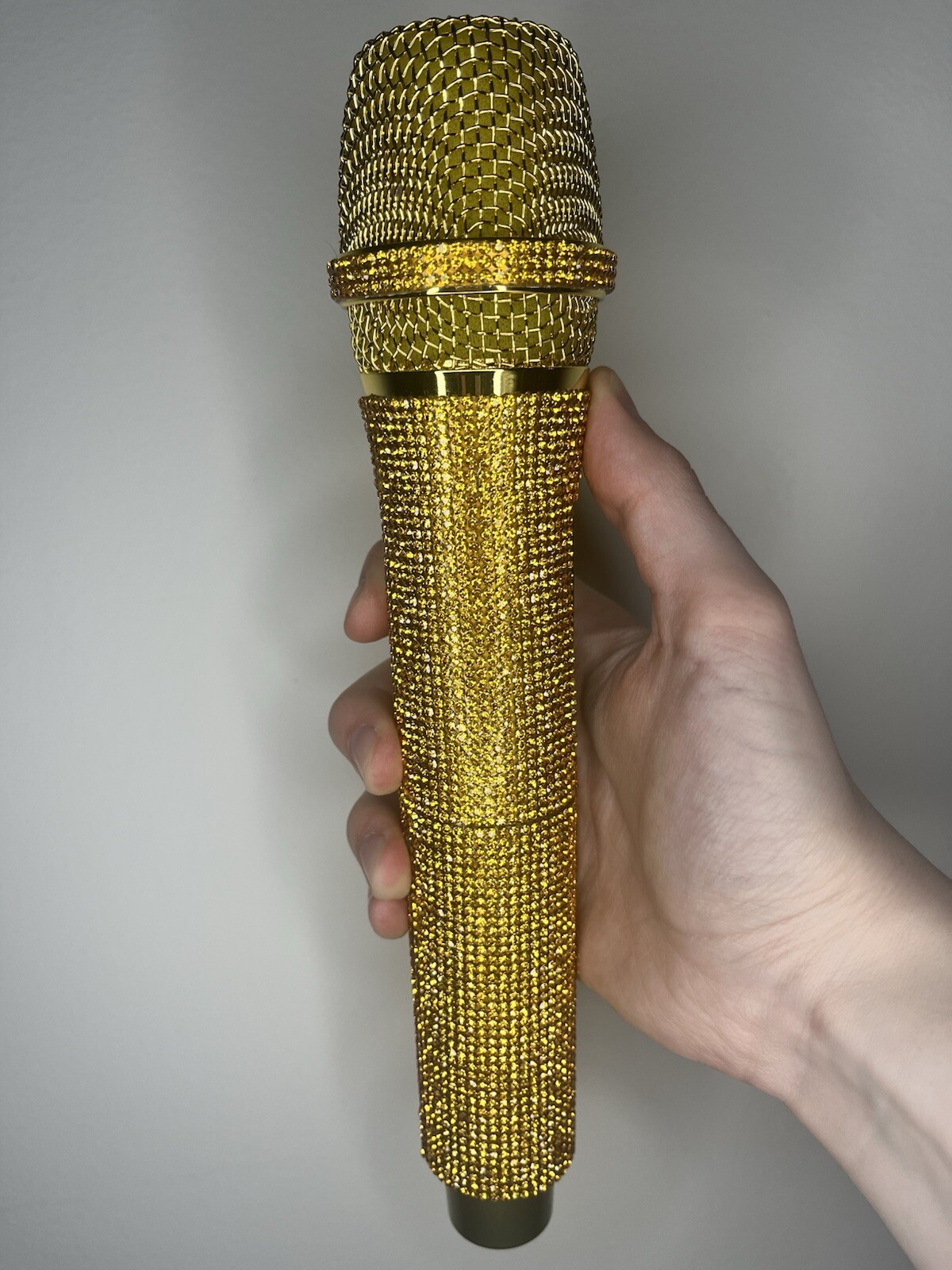 Gold Rhinestone Wireless Karaoke Microphone + Receiver System - Rechargeable