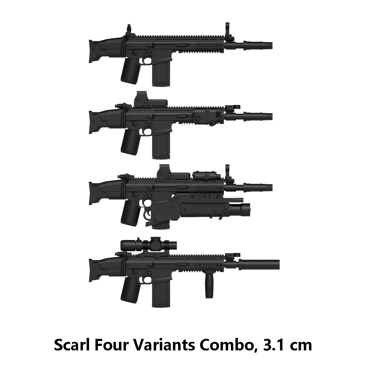 Modern Brick Warfare Series Military SWAT Scarl black Toy  Gun for Minifigures