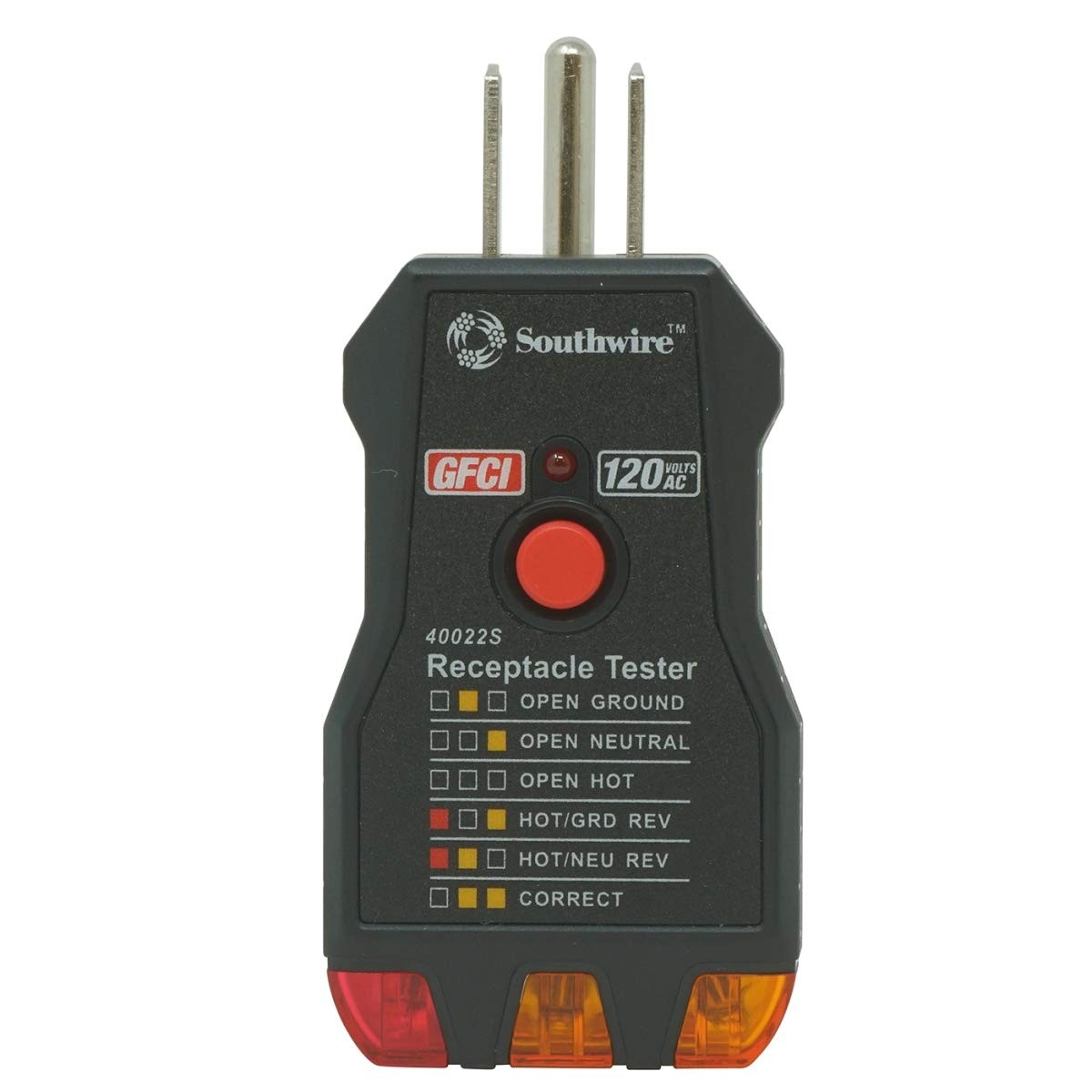 Southwire GFCI Receptacle Tester - Push-Button Tester, black