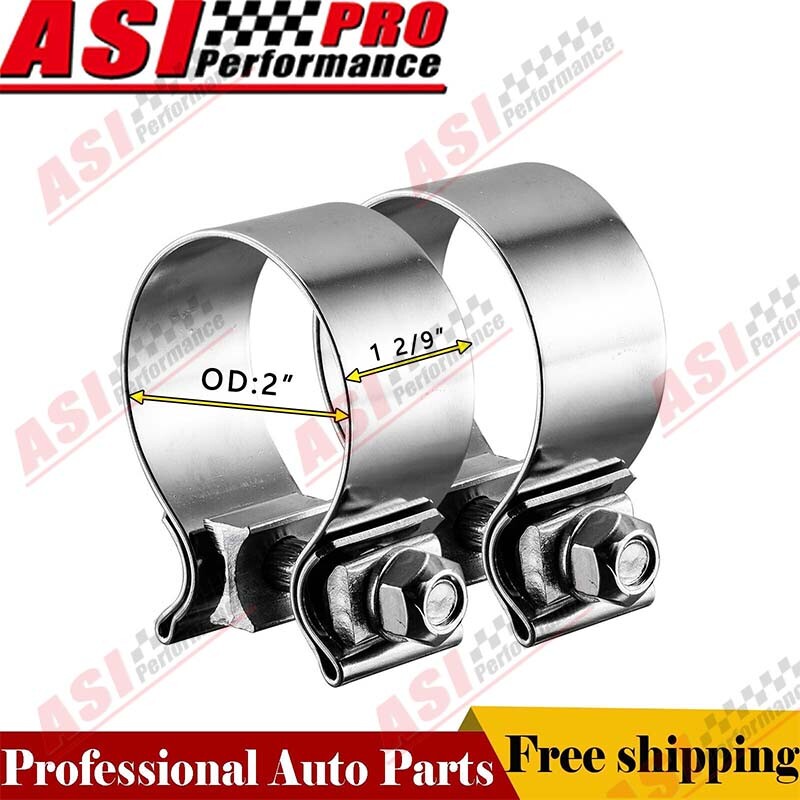 PAIR 2" Exhaust Clamp Narrow Band Muffler Clamp For Muffler Exhaust Pipe New