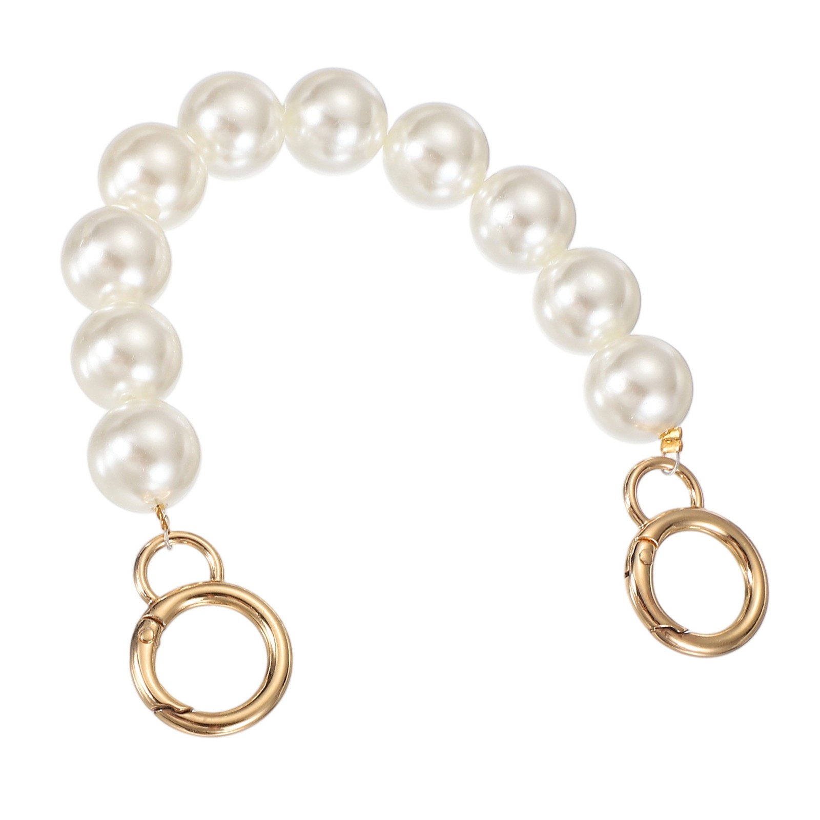 Imitation Pearl Purse Strap, 10" Handbag Chain with Spring Clasp, 18mm