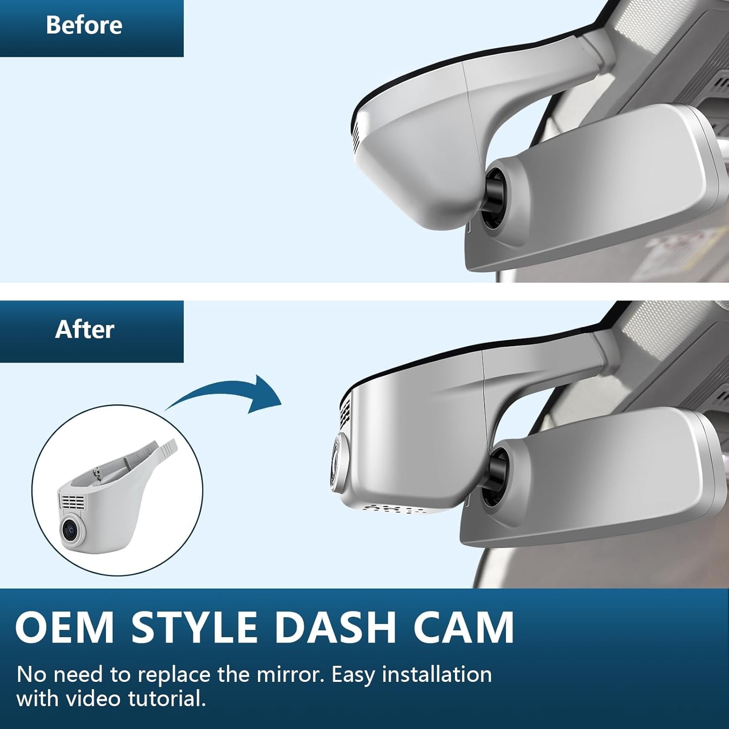 Front 4K/Rear 1080p Dash Cam for VW Passat B8 2015-2024 App WiFi Loop Recording