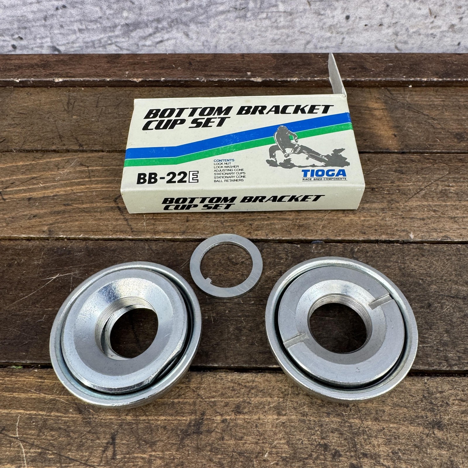 Vintage Tioga BB-22E Bottom Bracket Cup Set 28t NOS BMX Bike Silver American80s