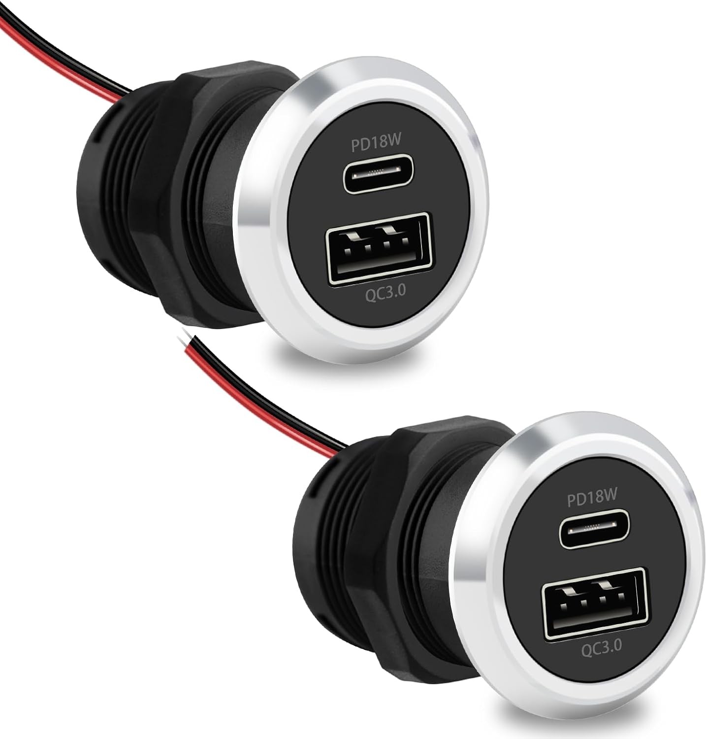 RV USB Outlet 12V Wall Mount, Dual USB Quick Charge 3.0 Port & PD USB C Charger,