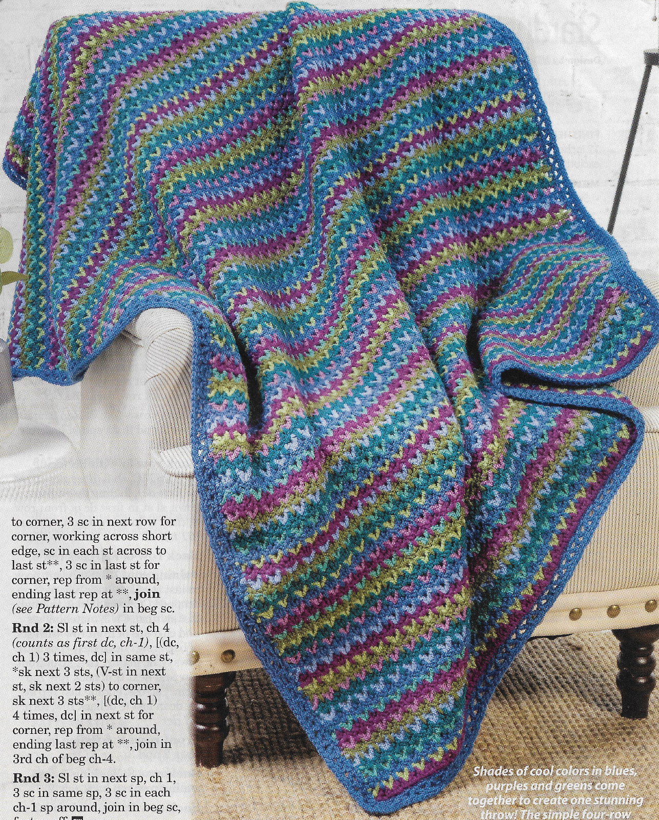 Shades of Cool Afghan crochet pattern instructions