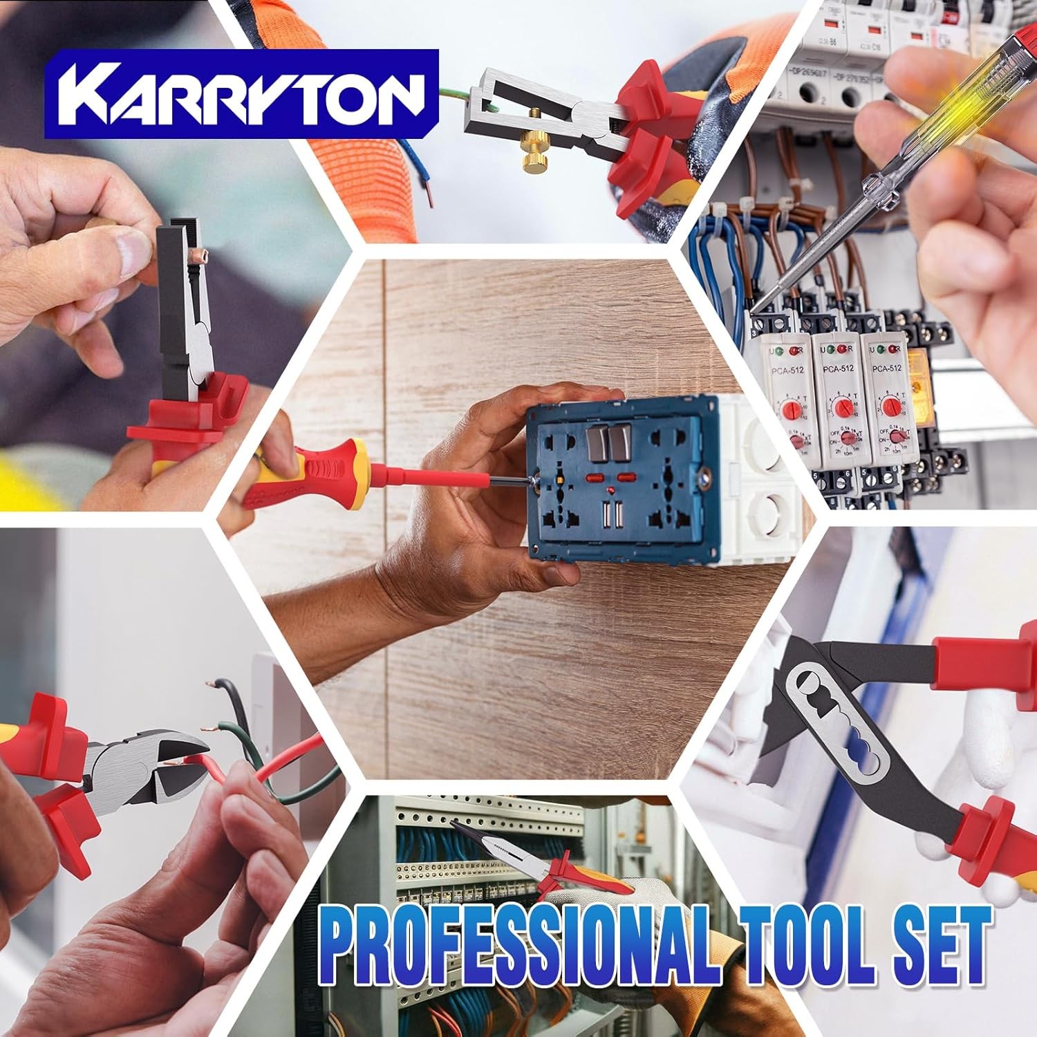 Insulated Electrician Tool Set,VDE Certified Electrical Tools Kit with Pliers