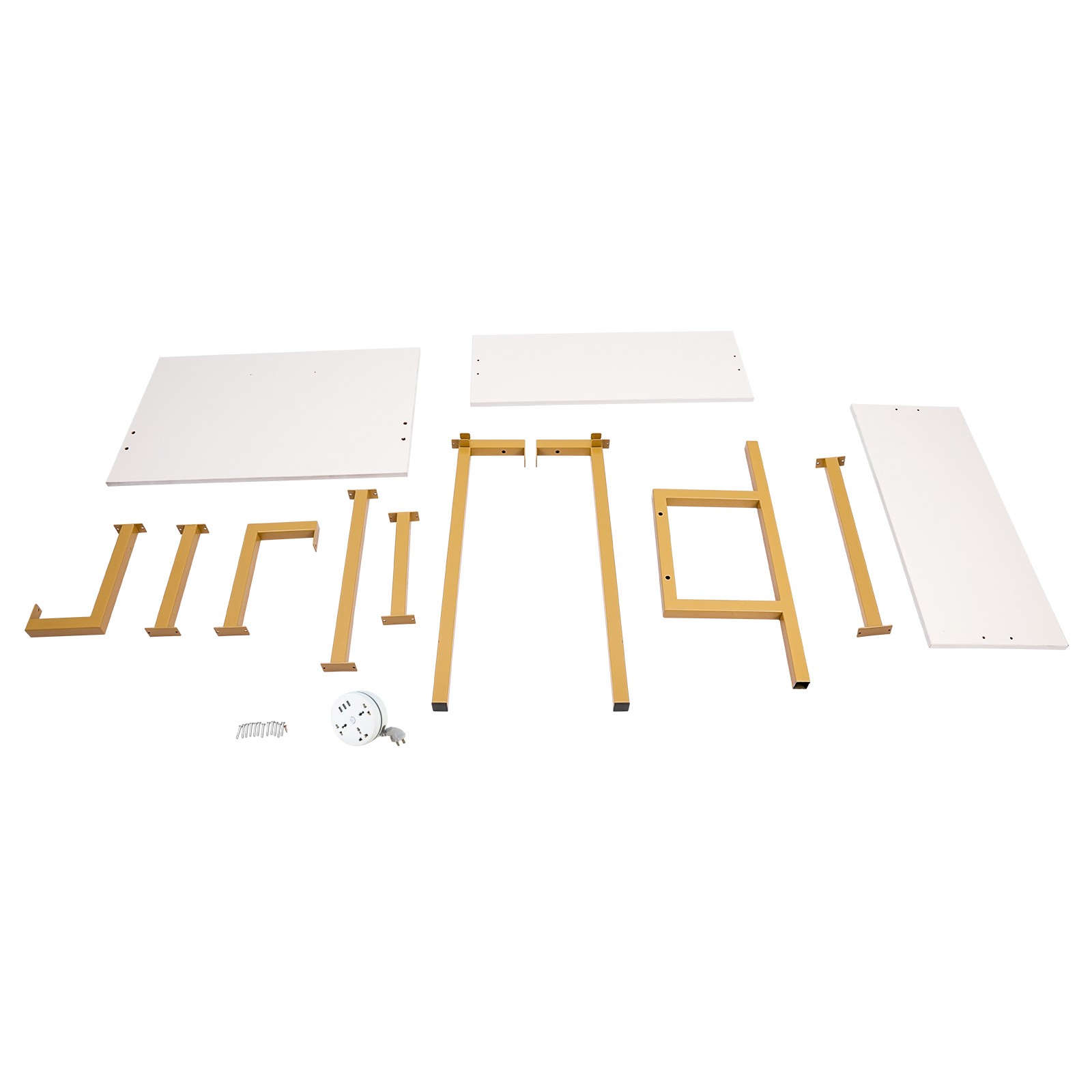 Wall Mount Writing Table 3-tier Computer Desk Storage Home Office w/ Power Strip