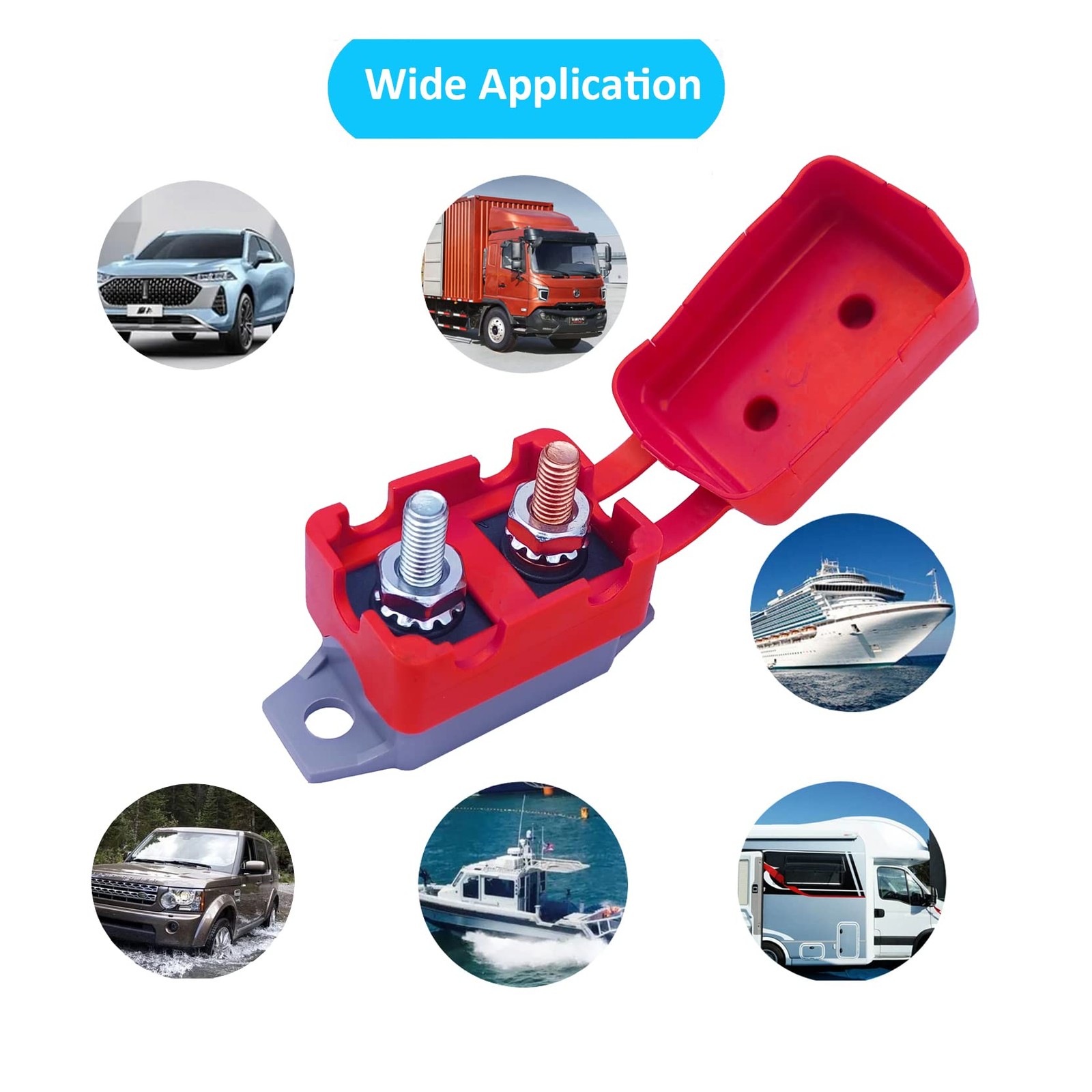 Stud Type Circuit Breaker Auto Reset Inline Fuse Inverter Waterproof 30 Amp