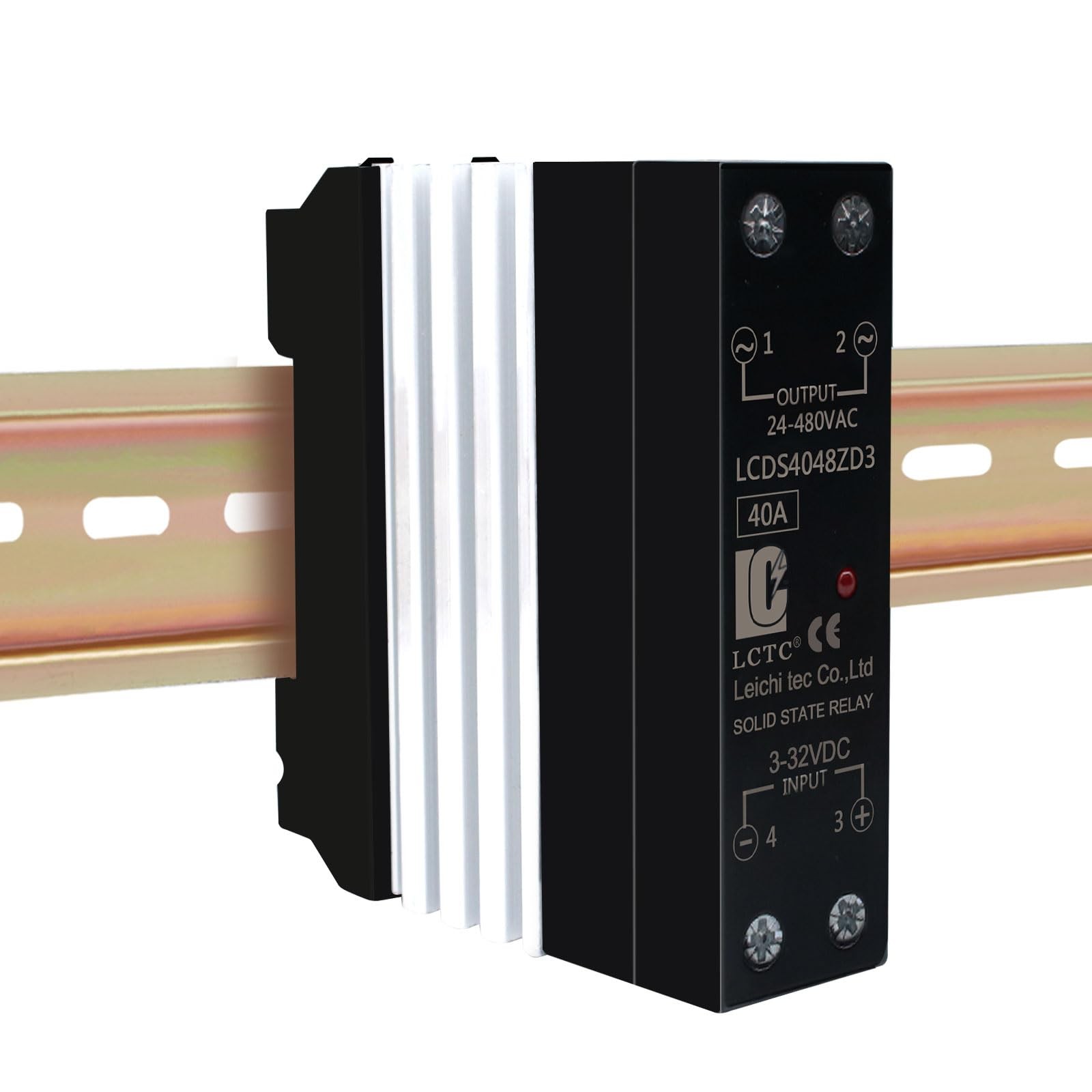 40A SSR Din Rail Solid State Relay Heat Sink DC 332V To AC 24480V Output