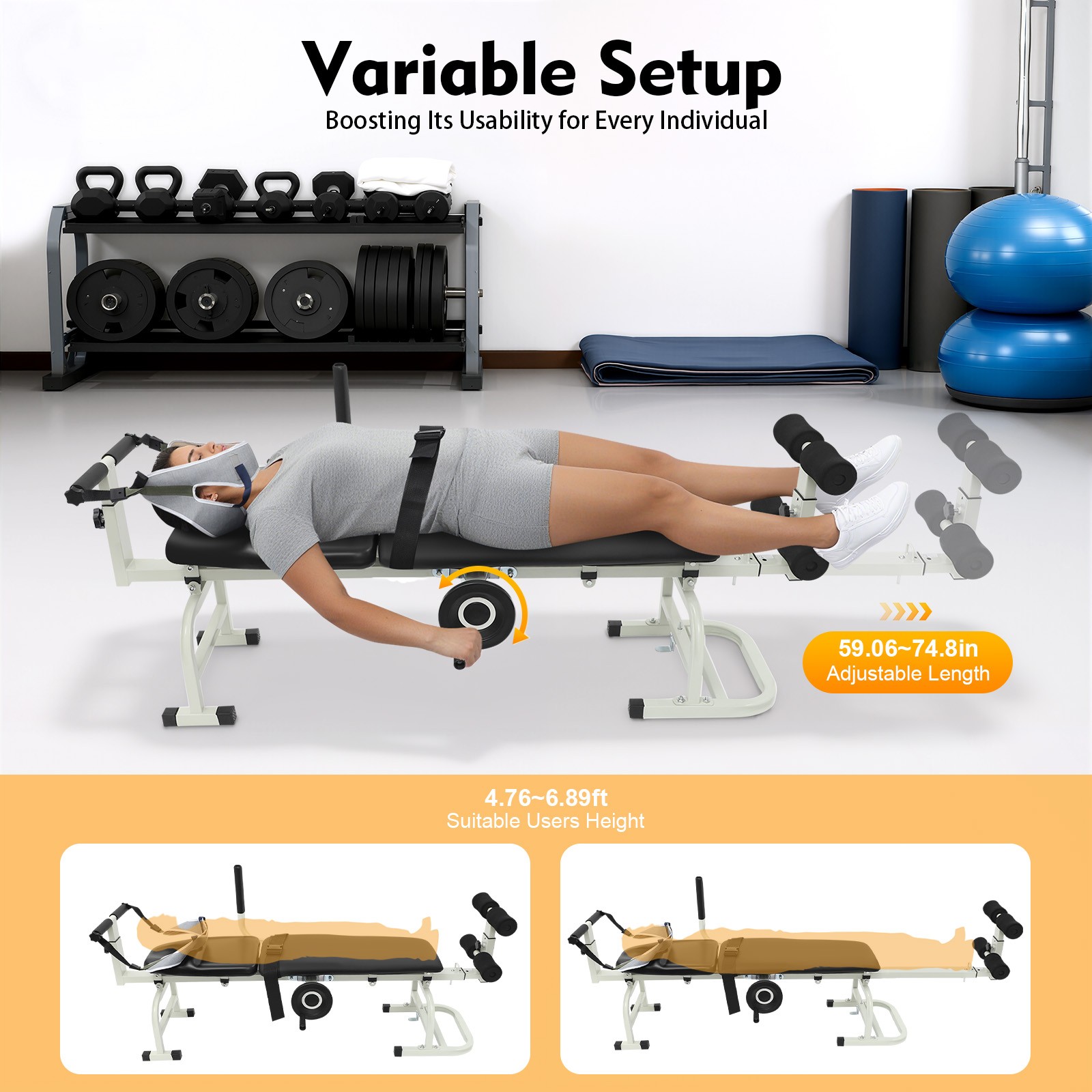 Multi-function Cervical Traction Device Back/Neck Stretcher Lumbar Stretch Bench