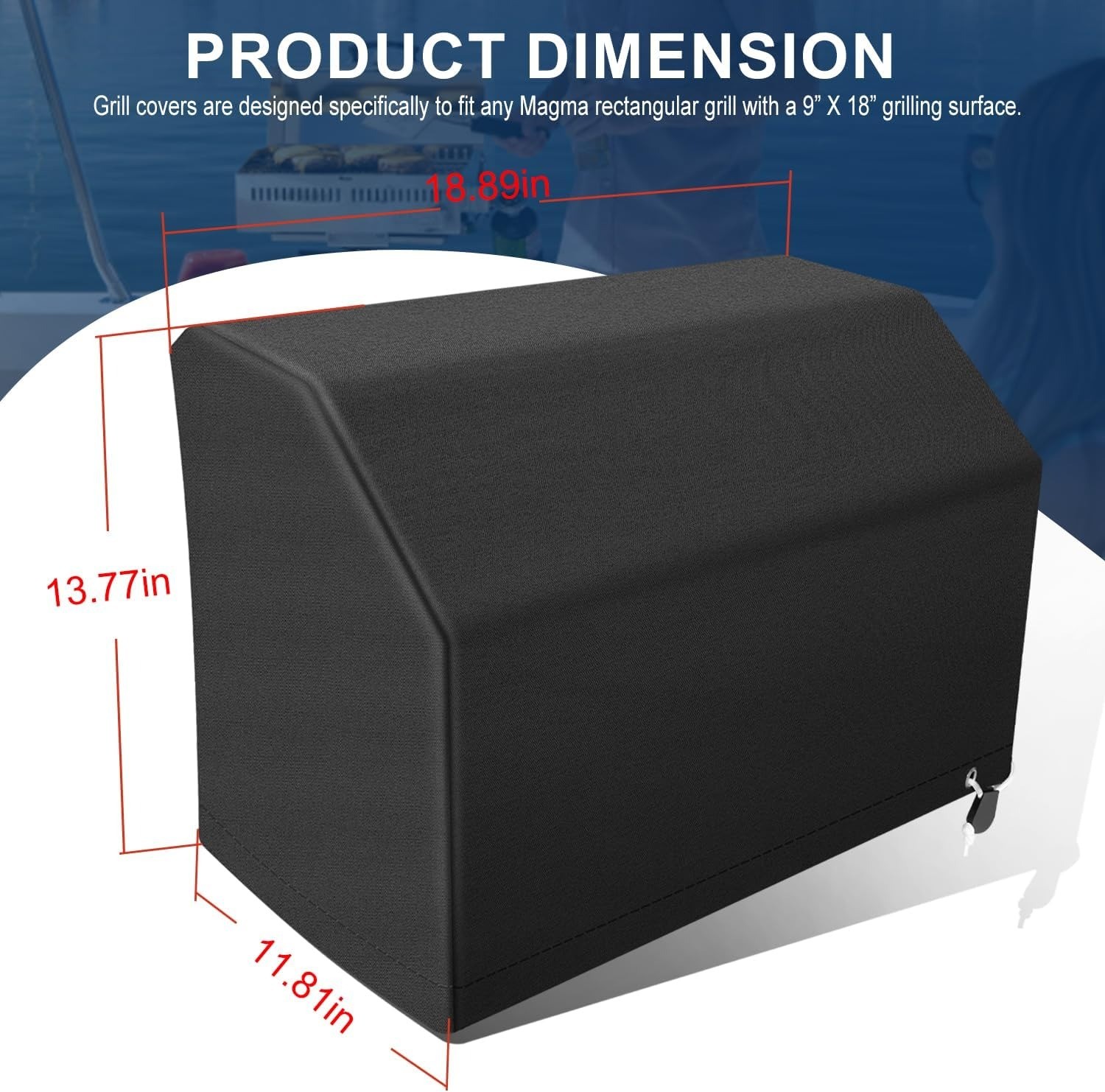 A10-990JB Rectangular Grill Cover for Magma Marine Rectangular Waterproof,