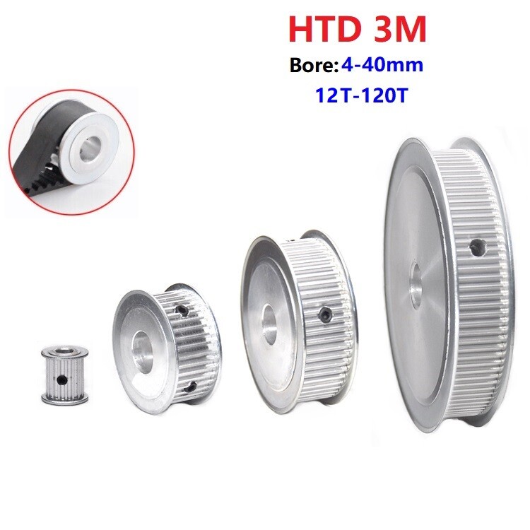 HTD 3M Timing Belt Pulley 12T-120T AF-Type Bore 4-40mm For 15mm Wide Timing Belt