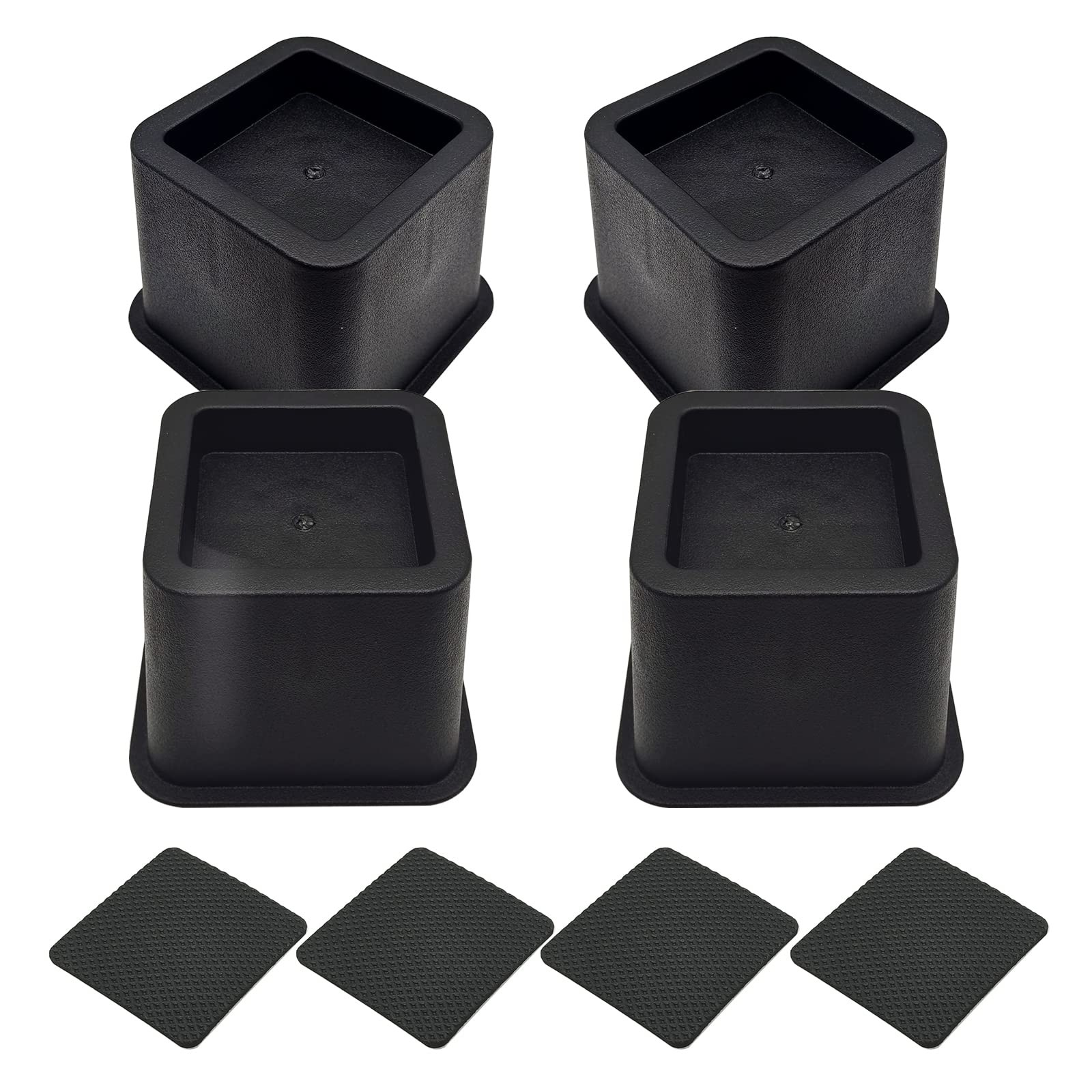 4 Pack Bed Furniture Risers, 3.1" Heavy Duty Bed Lifts with Anti-Slip Foam Pa...