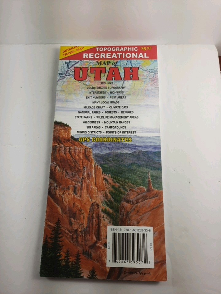 Topographical Recreation Map of Utah, USA, by GTR Mapping