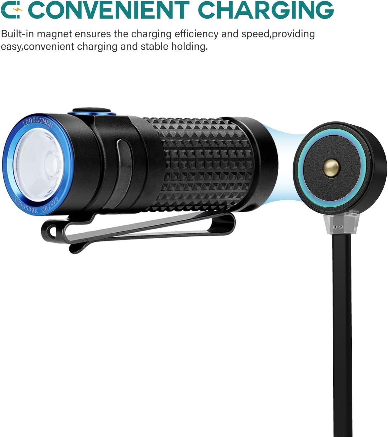 Universal Magnetic Charger for Olight Flashlights - Secure & Lightweight Design