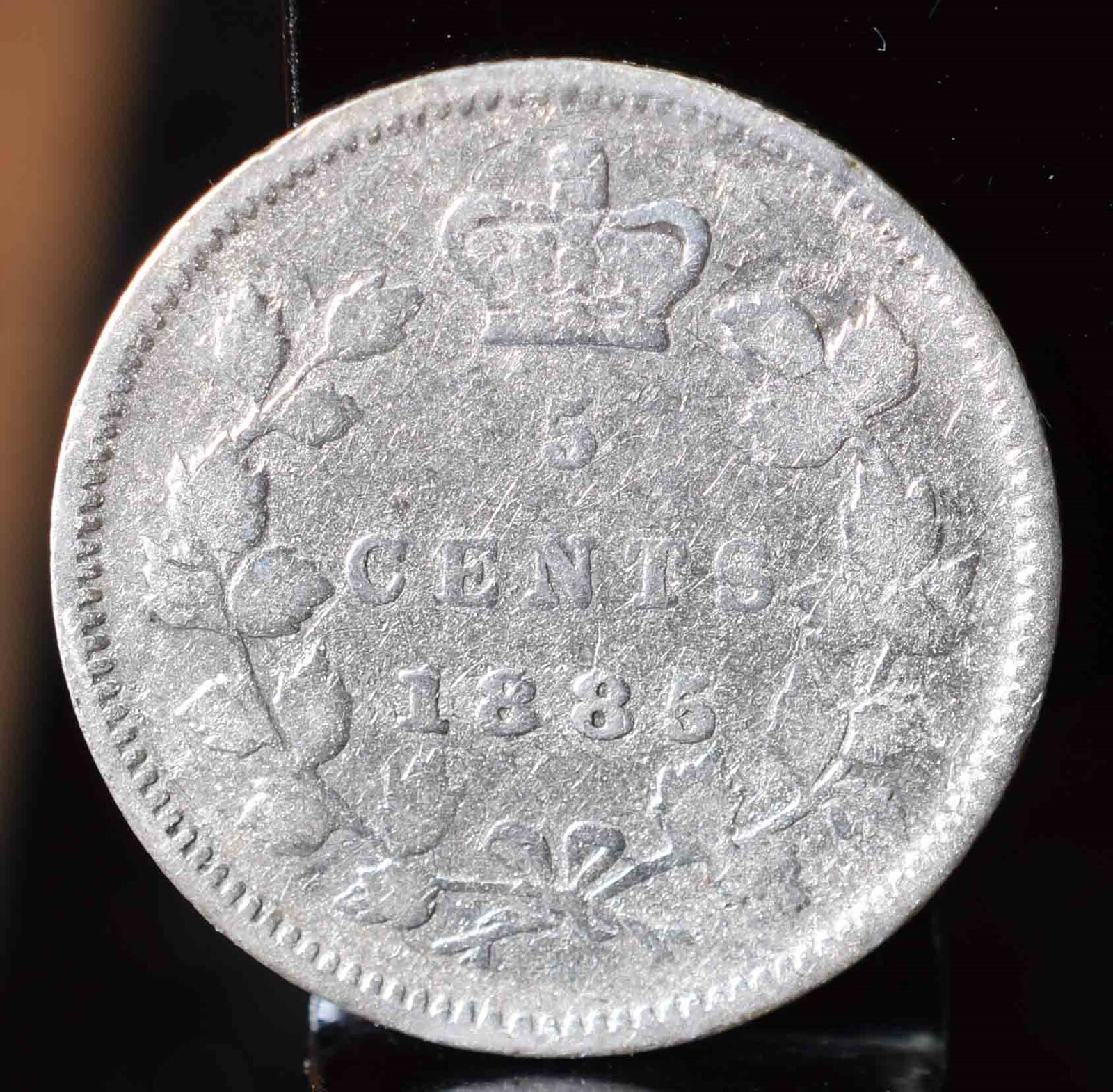 1885/5 Canada Silver 5 Cents - Small 5 - Net G KM#2