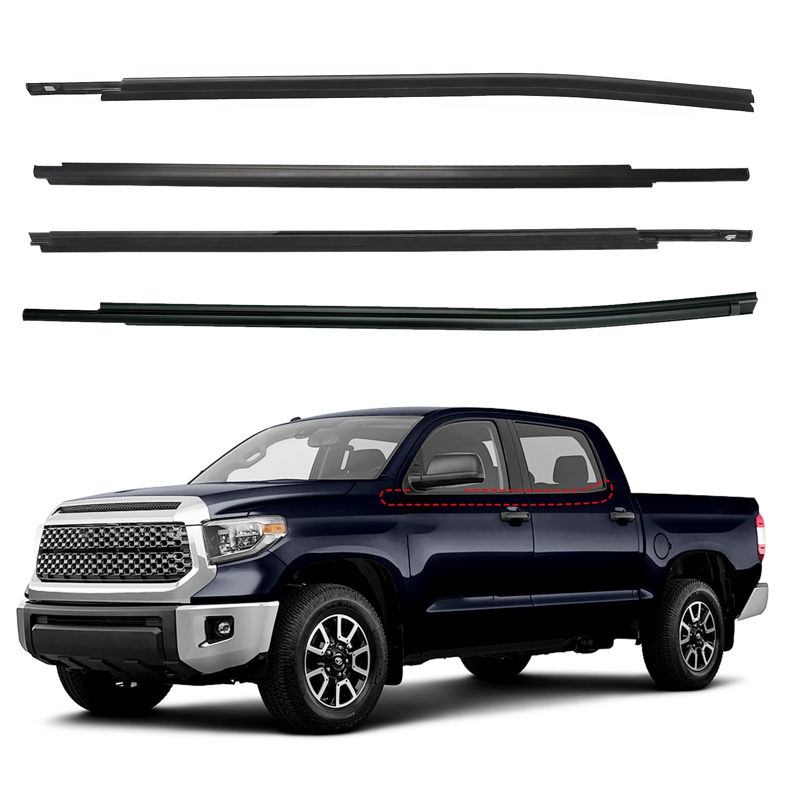 Window Molding Trim Seal for 2007-2019 Toyota Tundra Crewmax Cab(4 -Size Doors)