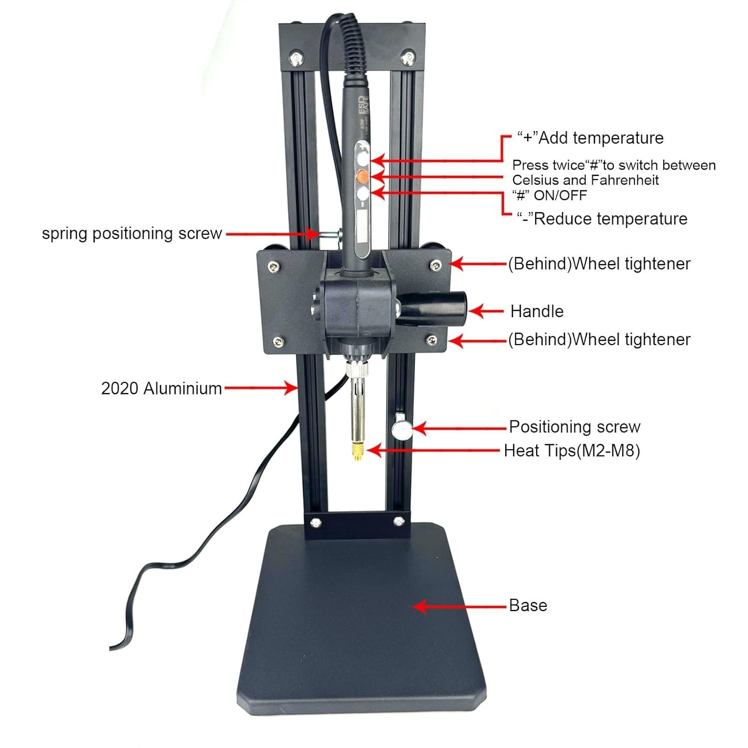 Compact Vertical Heat Press Tool - 500°C, 380PCS Inserts & Interchangeable Tips