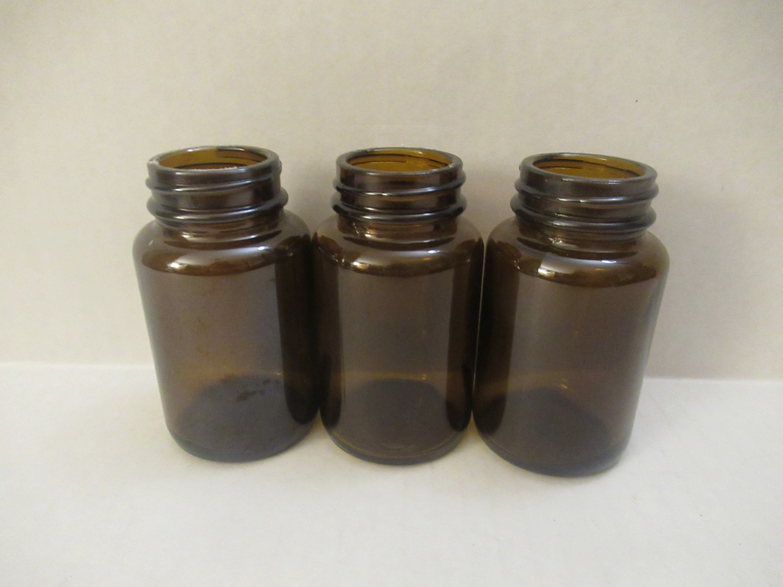 Brown Glass Jars for DIY Projects, Decoupage, Crafting (3-Set)