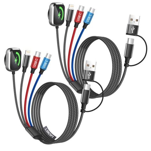 Travel Essentials Dual Type-C Port 4 in 2 Multi Black Black-iWatch-2Pack