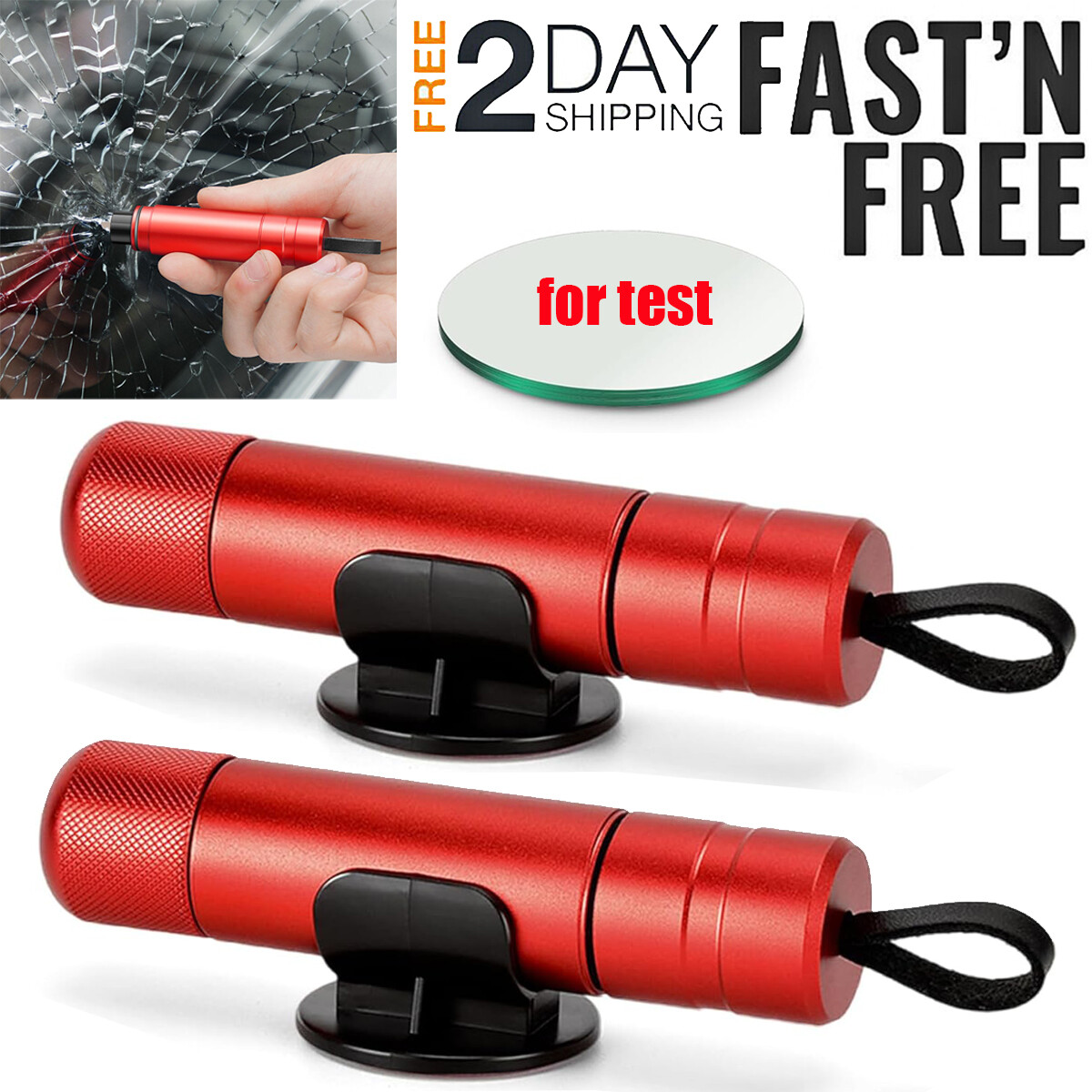 2Pack Car Safety Hammer Window Glass Breaker Seat Belt Cutter Emergency Tool US