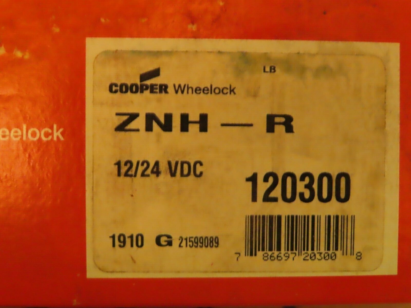 COOPER WHEELOCK ZNR-R 12/24 VDC Audible Signal Fire Alarm Horn 120300