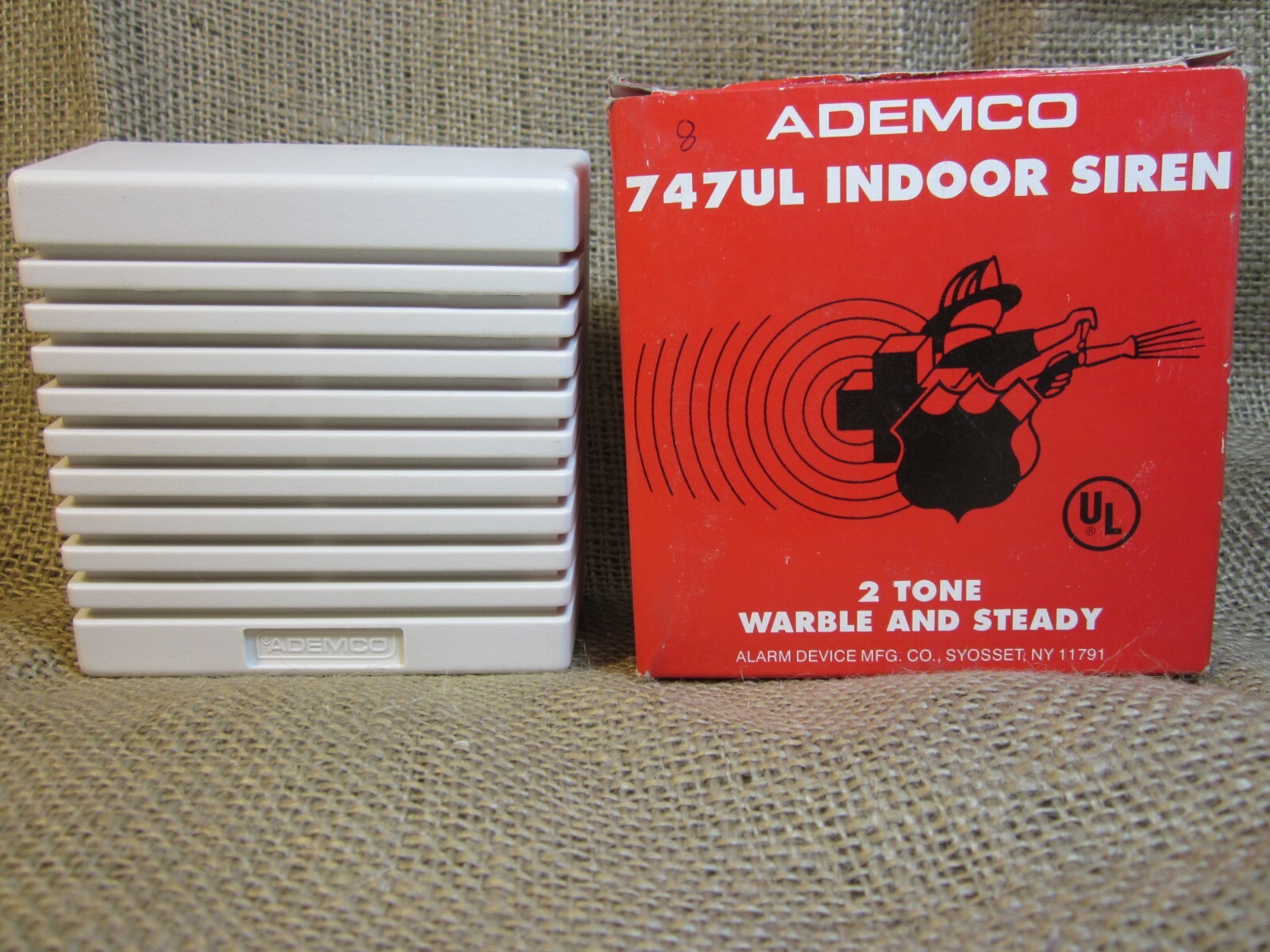 New Ademco 747UL Indoor Siren 2 tone warble and steady 12VDC 400mA White