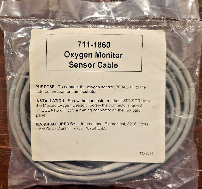 INTERNATIONAL BIOMEDICAL 711-1860 OXYGEN MONITOR SENSOR CABLE