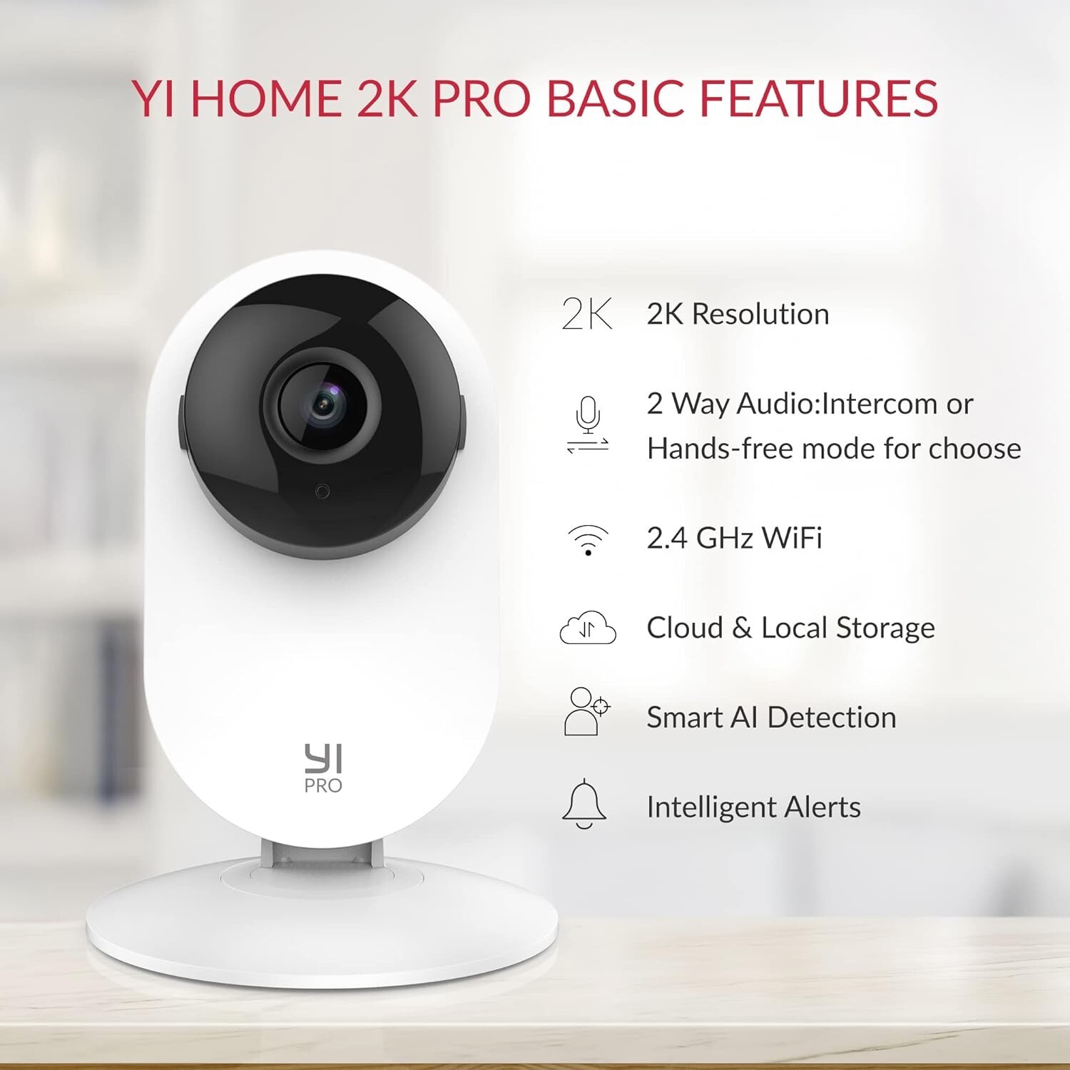 YI Pro 4pc Home Camera 2K Wireless IP Security Surveillance System Night Vision