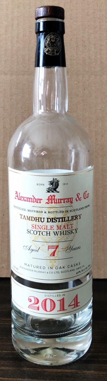 Alexander Murray & Co Tamdhu 7 Years Single Malt Scotch Whisky empty Bottle
