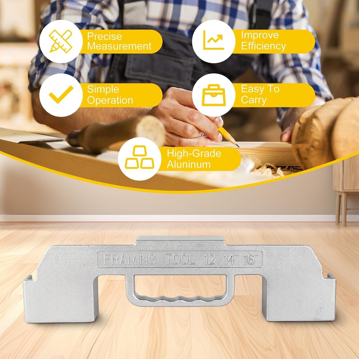 Professional-Grade 3-in-1 Stud Layout Tool - 100% Lightweight Aluminum Design