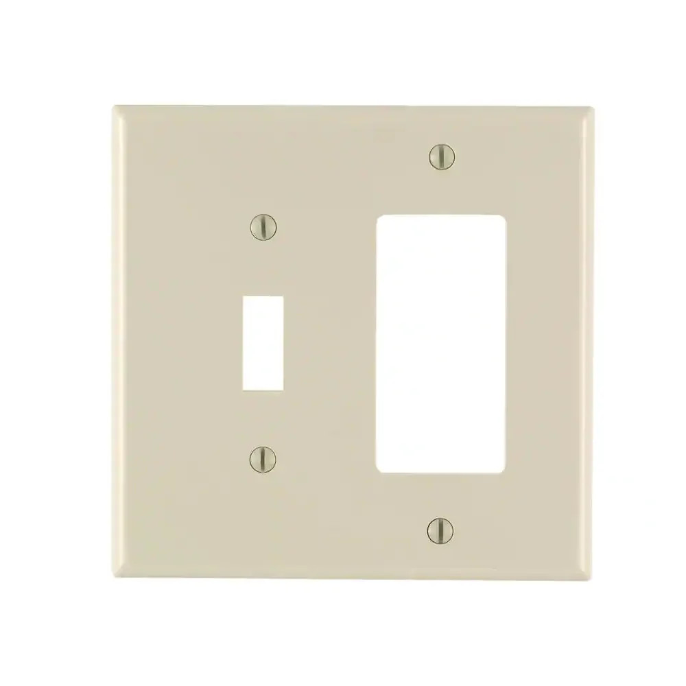 2-Gang Light Almond 1-Toggle / 1-Decora/Rocker Nylon Midway/Midsize Wall Plate