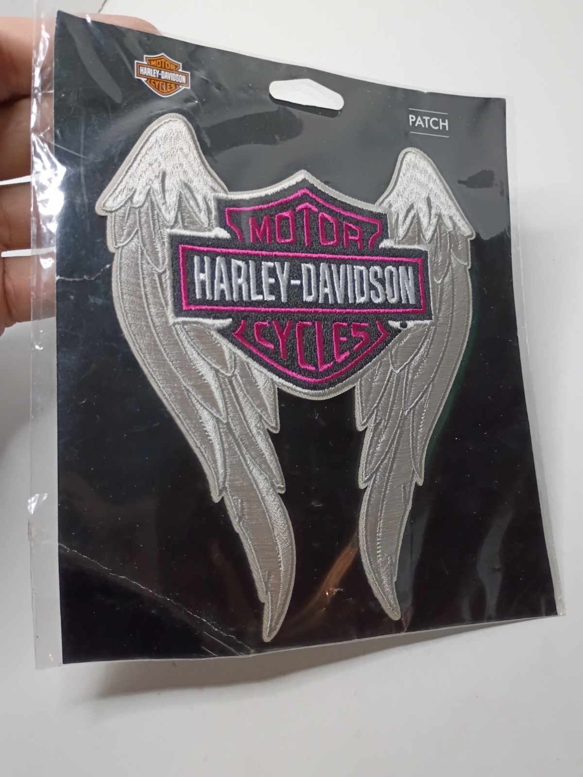 HARLEY DAVIDSON Patch Pink Winged Bar & Shield Logo emblem sew on Patch (RARE)
