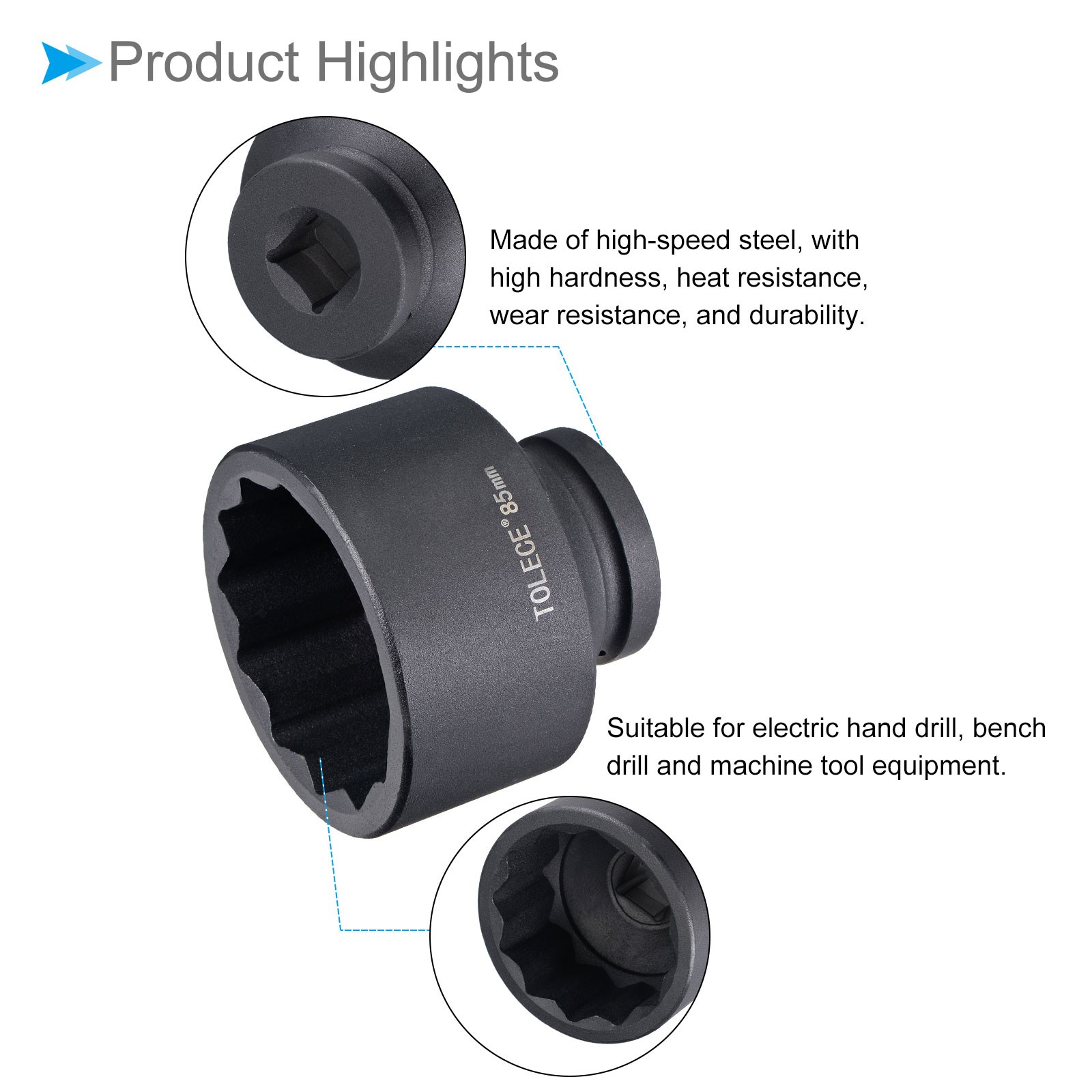 Impact Socket 1" Drive 12 Socket 102mm 12 Point for DIY Hand Making