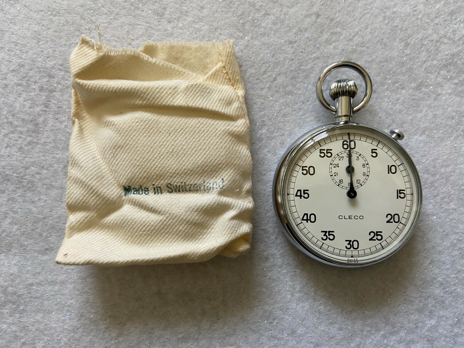 Vintage Swiss Made Cleco Mechanical Wind Up Stopwatch