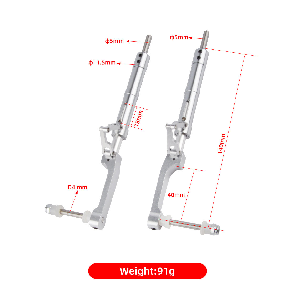 1 Set Alu Alloy Anti-Vibration Landing Gear For P57 RC Airplane ф5xD4mmx161mm