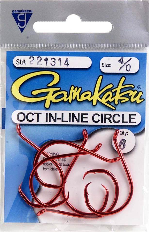 Gamakatsu Red Octopus/Circle Hook~In-Line~Choose Size ~Barbed Point-FREE Ship