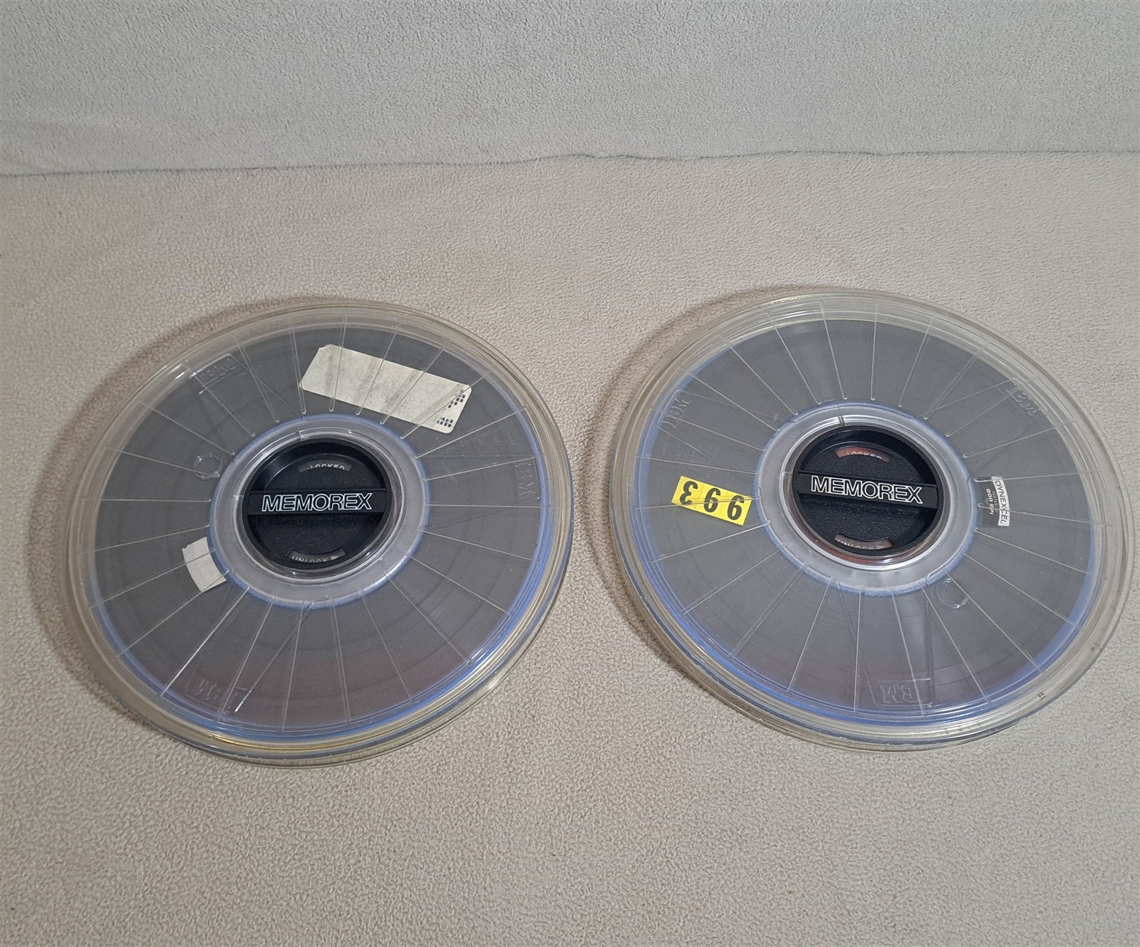 2 IBM 9-Track 10.5" Computer Data Magnetic Tape Reels [w/ Cases] g