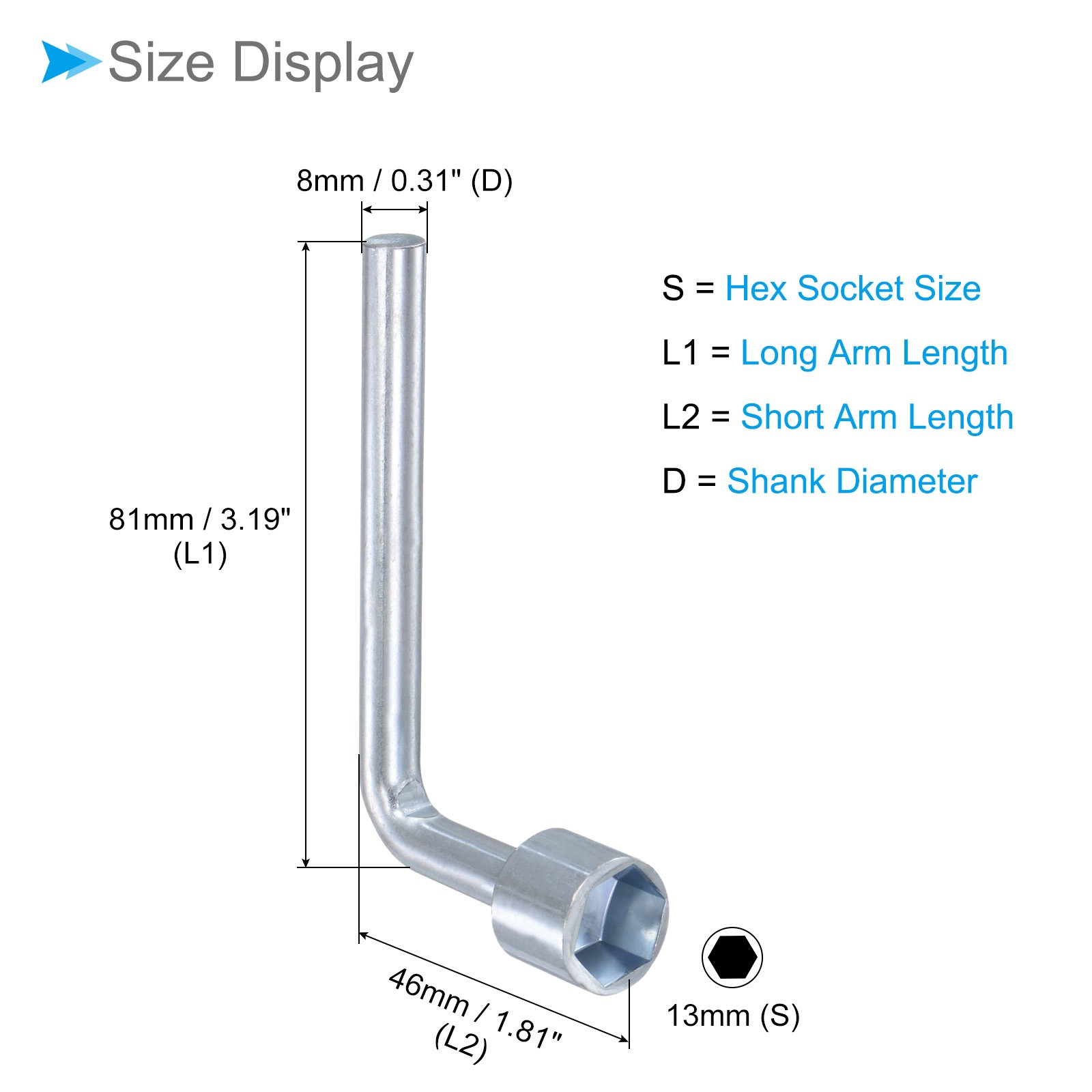 90°Angled Hex Socket Wrench 13mm L Shaped 6 Point Wrench