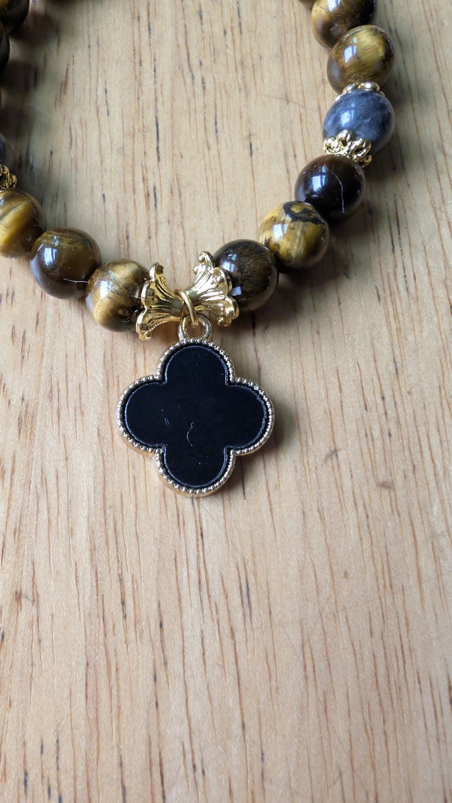 Hand Made Beaded Stretch Bracelet Set Tigers Eye