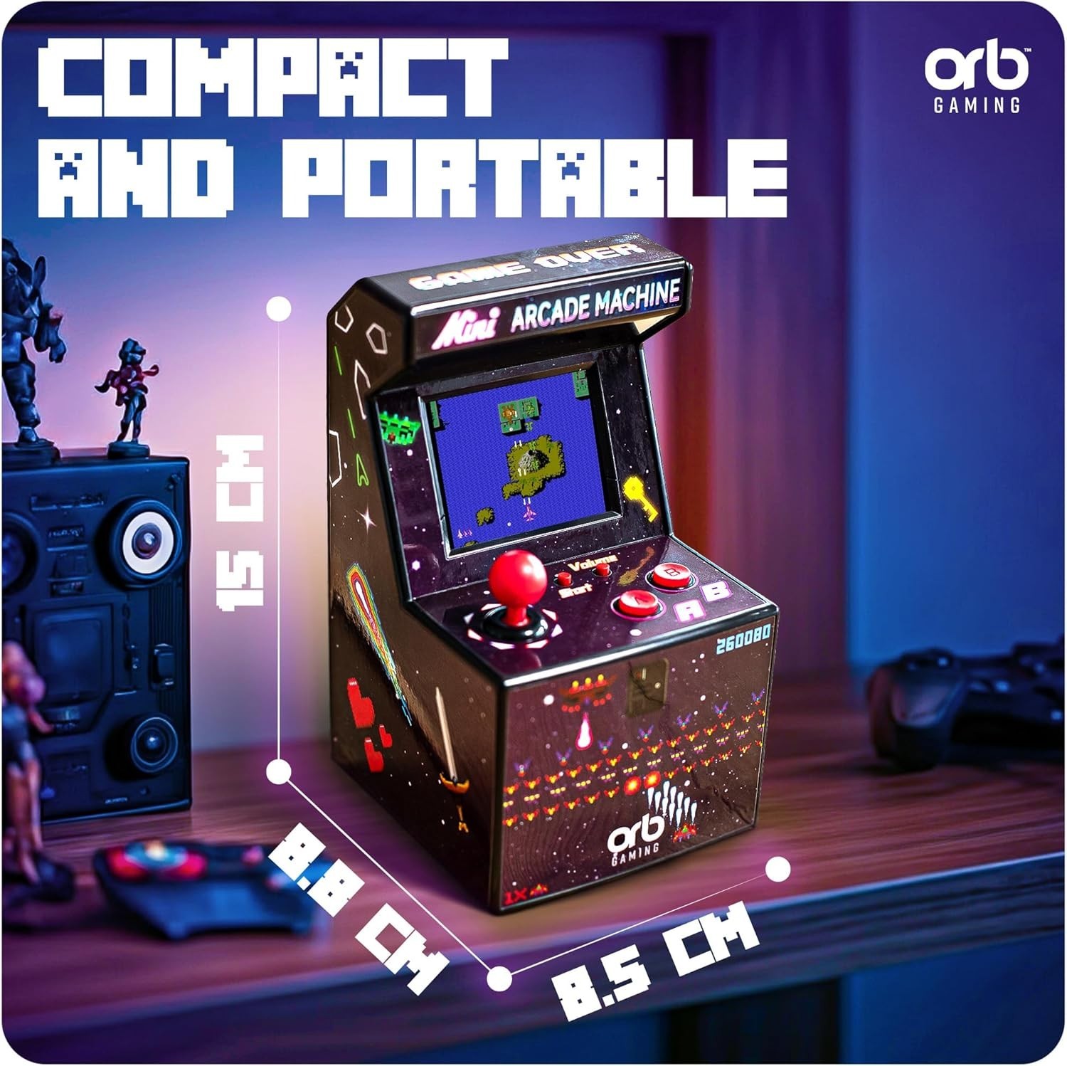 240 Built-In 8-Bit Arcade Games – Compact Handheld Console for Endless Fun