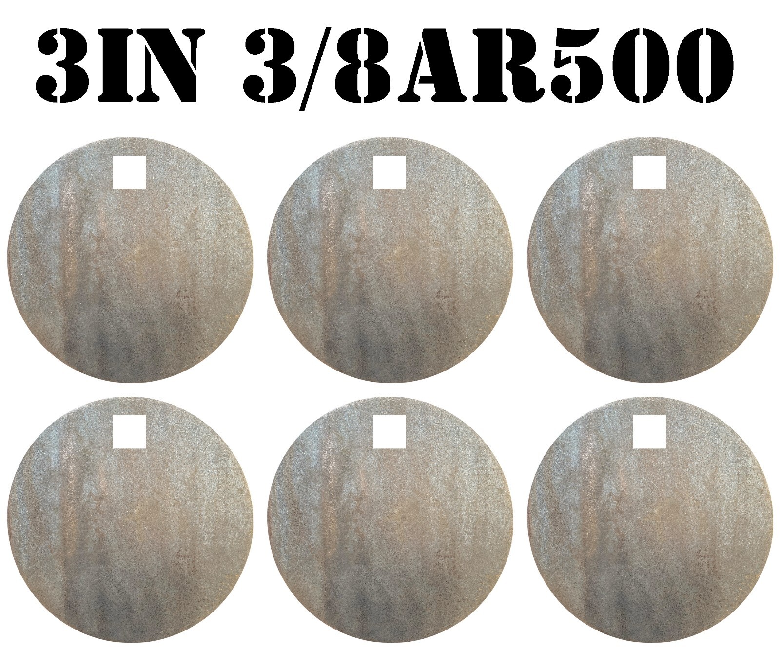 3in. AR500 Shooting Targets - 3/8in. Thk. Rifle Targets - 6pc. Steel Target Set